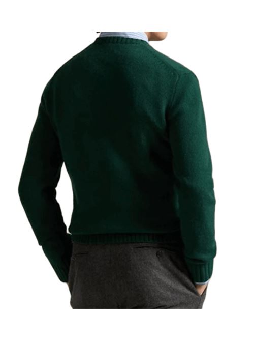 Maglia da uomo in lana misto cashmere con BEAR applicato sul davanti, colore verde pino vintage POLO RALPH LAUREN | 710978308001